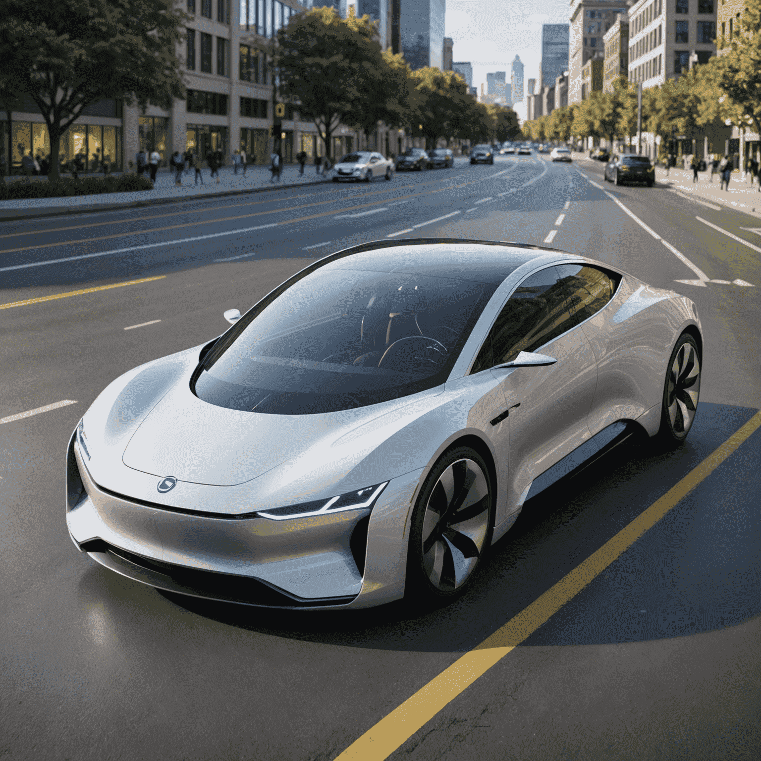 A futuristic depiction of electric and autonomous vehicles, showcasing their sleek designs and advanced technology features.